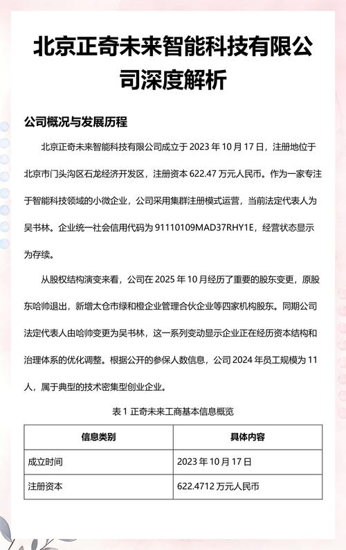 北京正奇未来智能科技深度解析 从微型企业到AI赛道的潜力股